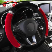 auto car steering wheel cover universal 37 38cm diameter soft plush rhinestone decor steering cover car styling accessories