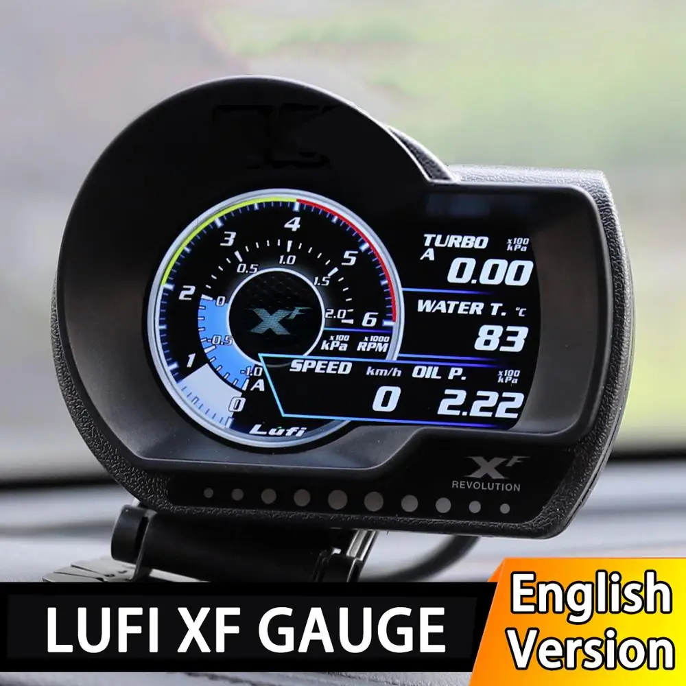 

Цифровой измеритель давления масла LUFI XF, английская версия OBD2, turbo boost, для автомобиля Afr об/мин, уровень топлива, скорость EXT