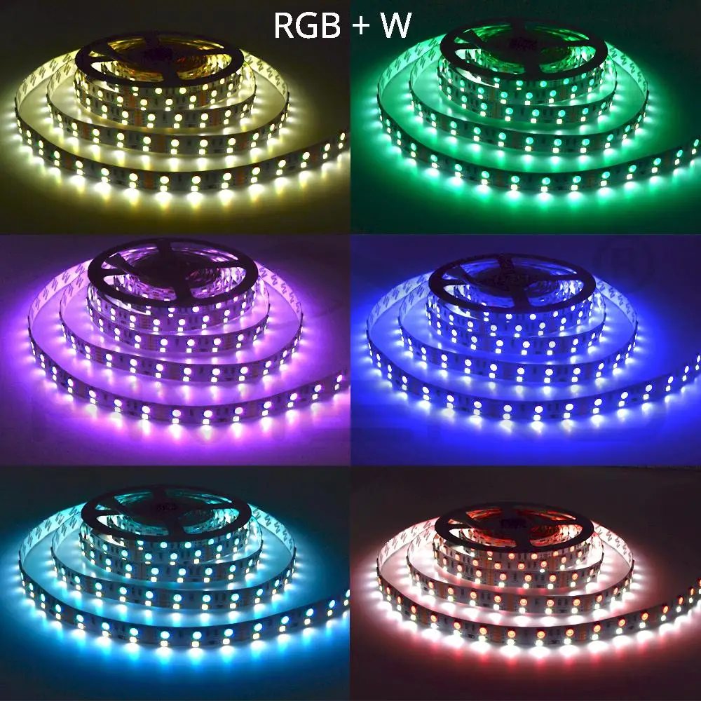Двухрядная RGBW Светодиодная лента 5050 RGB 2835 белый теплый DC 12V 120LED/m 5m 600Leds