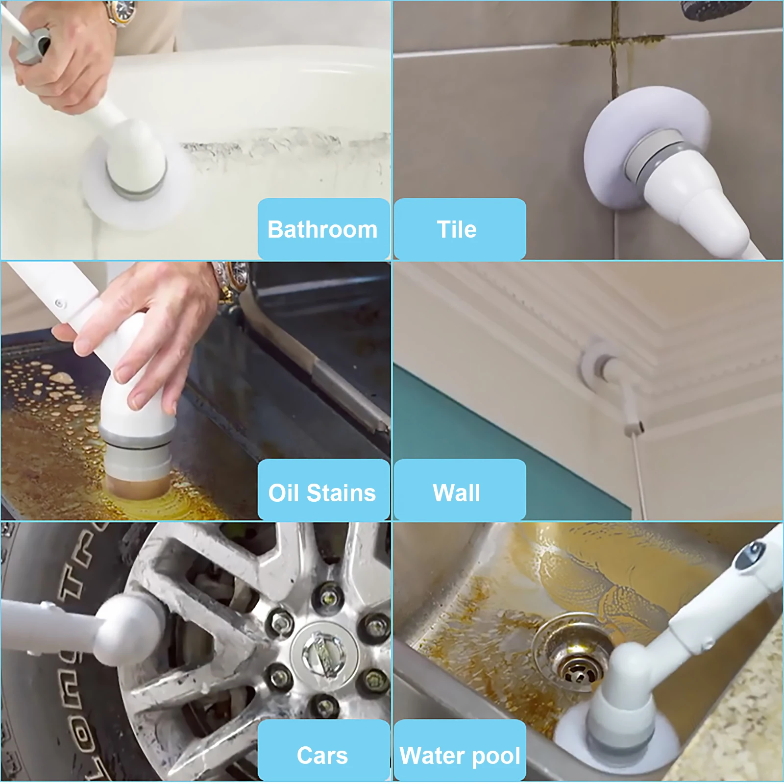 

Turbo Scrub Electric Cleaning Brush Multi-functional Adjustable Waterproof Cleaner Wireless Charging Bathroom Bathtub Kitchen Cl