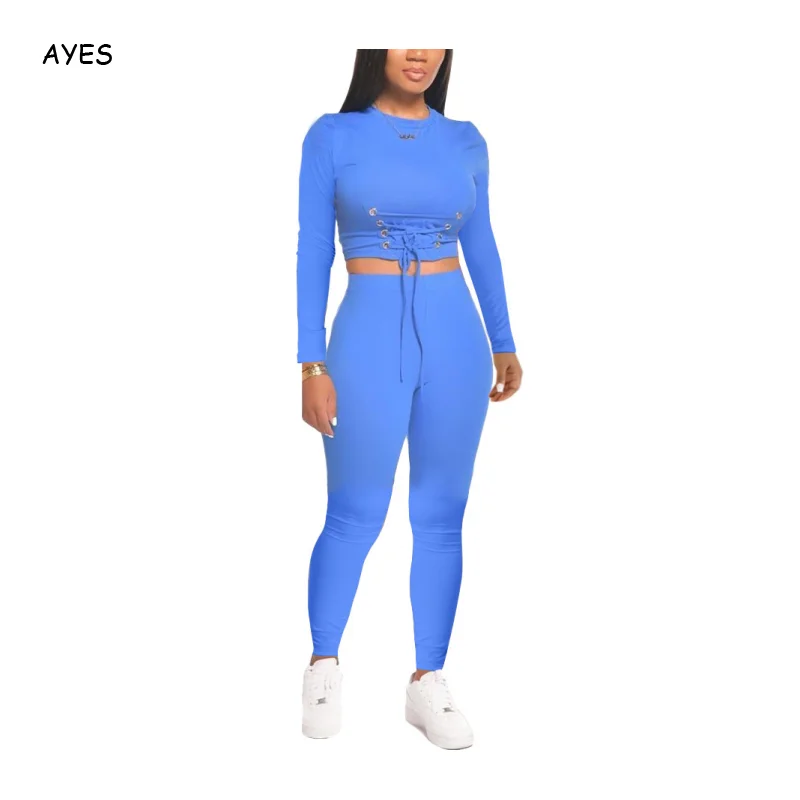 

Casual Tracksuit Leisure Workout Long Sleeve Crop Top Jogging Pants Suits Pink Solid Women Fall Two Piece Set Sports Sweat Suits