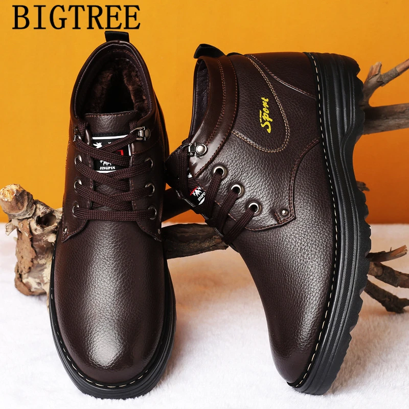 Зимние ботинки Мужская обувь в стиле милитари Ботильоны зимняя Кожаные