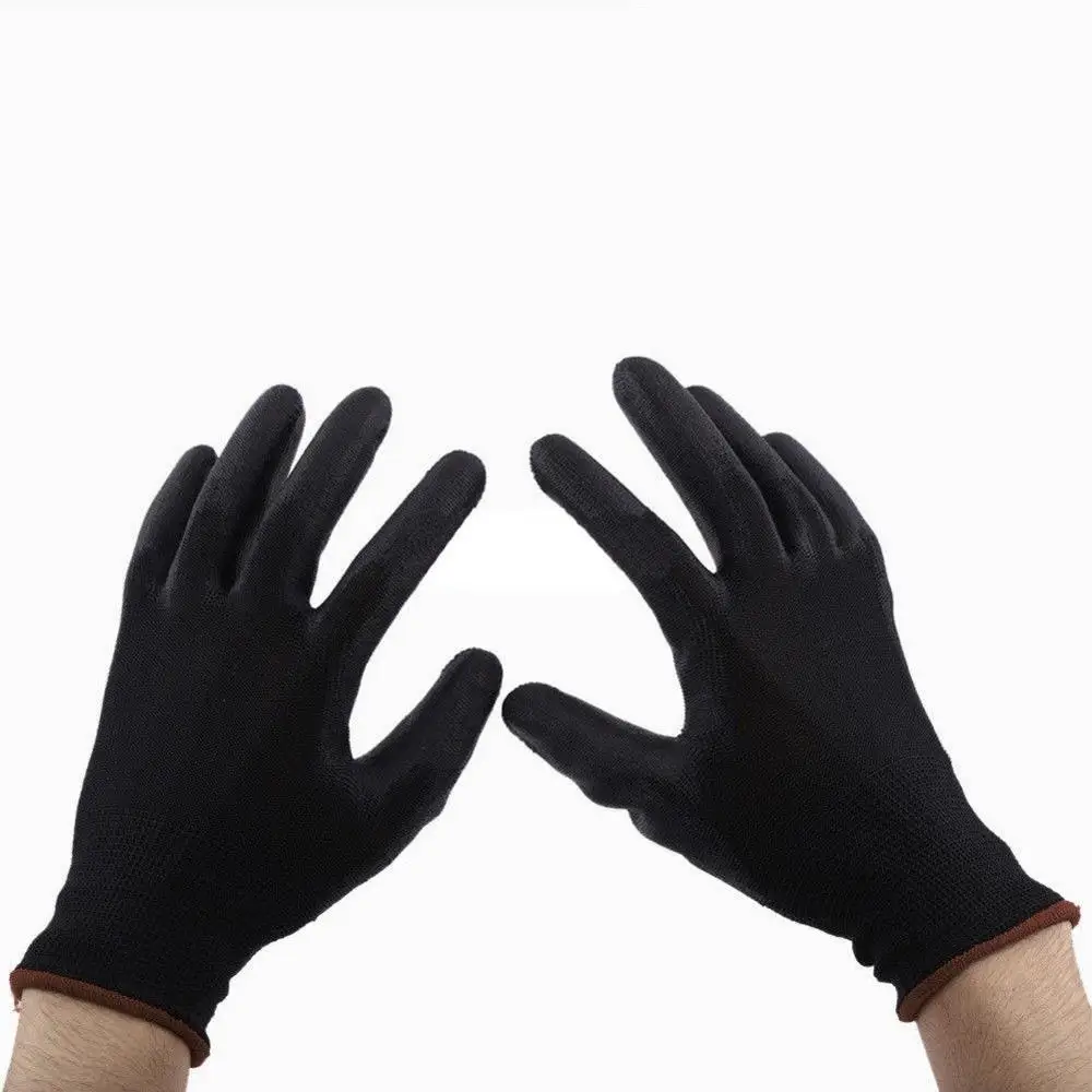 

1/12/24 Pairs PU Nylon Safety Coating Work Gloves Builders Palm Protect S M L GE
