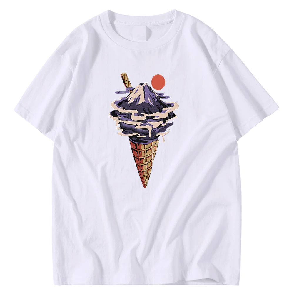 

Мужская футболка с принтом мороженого, коротким рукавом и круглым вырезом