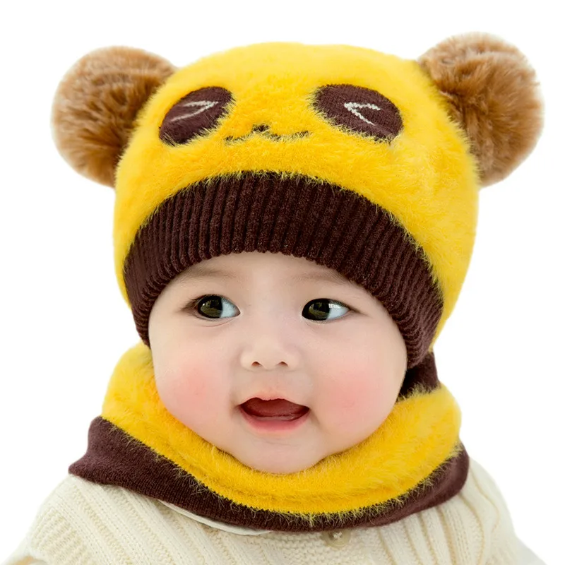Детская шапка с мультяшными ушками медведя для девочек милая мягкая мальчиков +