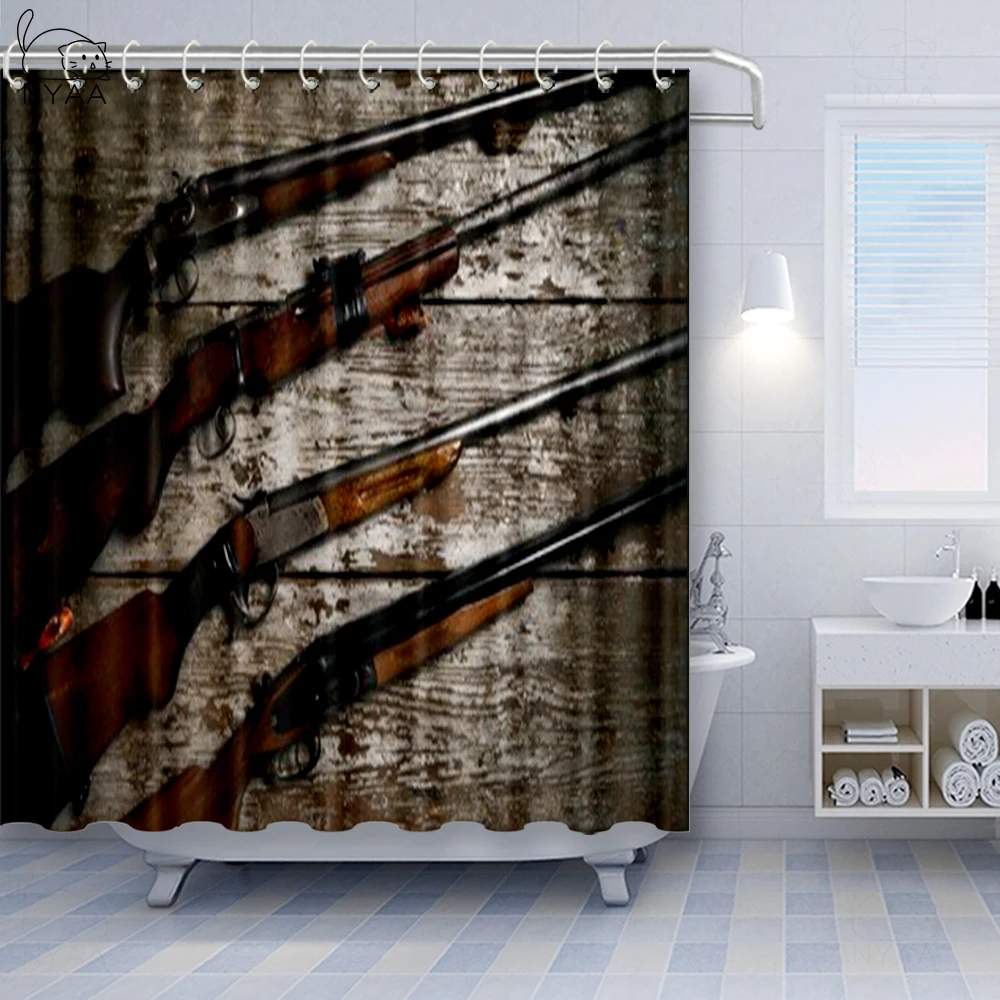 Занавеска для душа Vixm на заказ огнестрельное оружие стильная водонепроницаемая