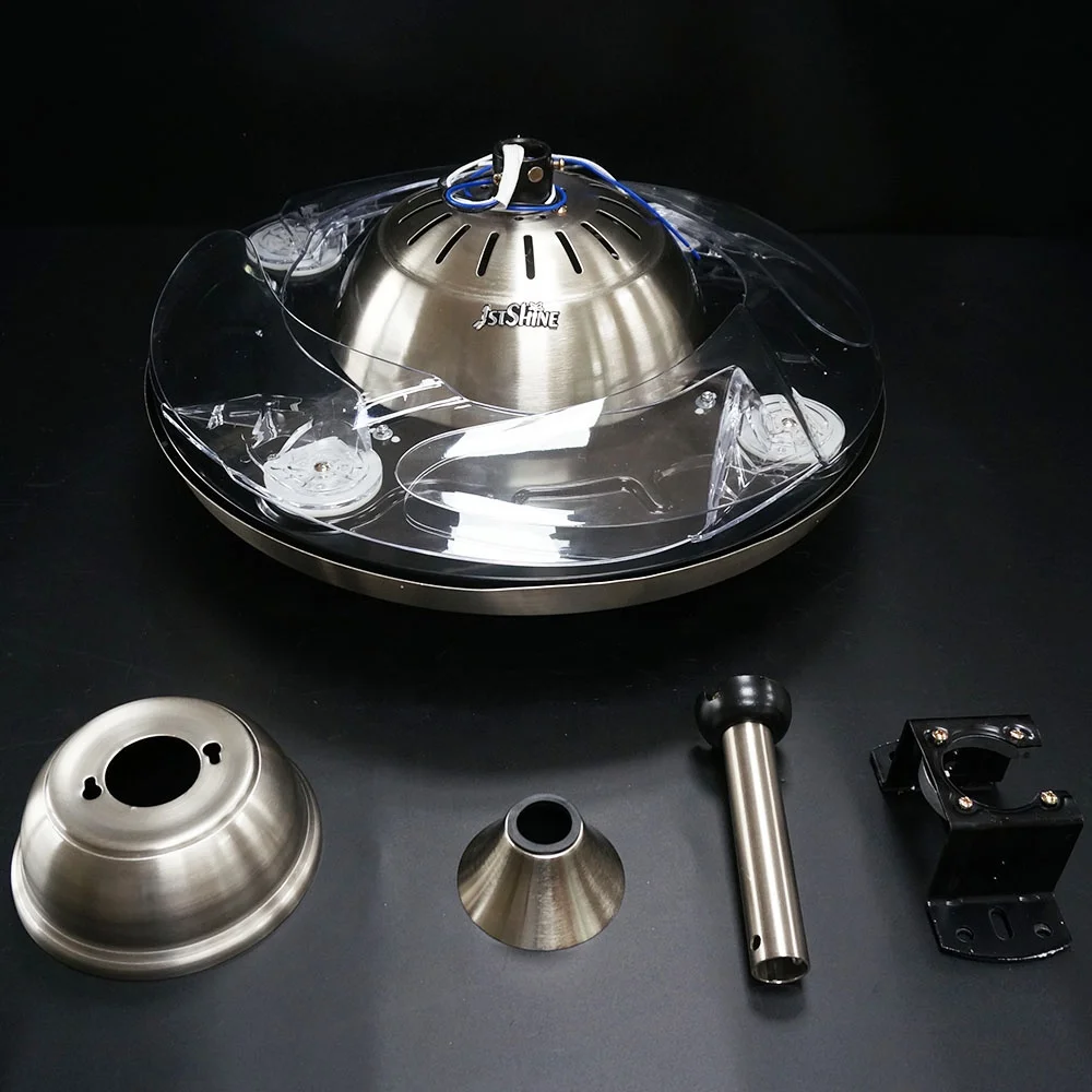 

1stshine decorative Acrylic lampshade bldc retractable blades fancy ceiling fan with led light remote control