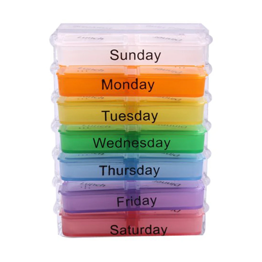 

Hot Sale Medicine Weekly Storage Pill 7 Days Tablet Sorter Box Container Case Organizer