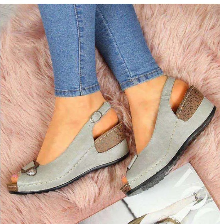 

2021 Woman Sandals Retro Wedges Summer Wedge Sandals Female Casual Sewing Women Shoes Comfortable Ladies Sandalias Plus Size