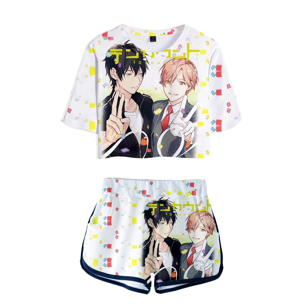 

3D Ten Count Fashion Two-piece Sets Print Women's 2021 New Japanese manga Piece Summer Short Sleeve+pants