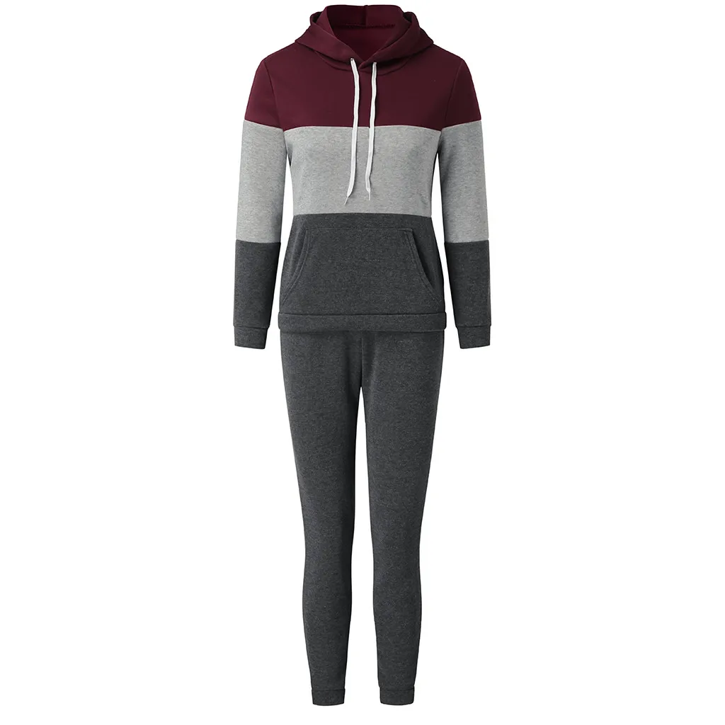 Спортивный костюм для женщин, комплект из двух предметов, sudadera mujer, зимний женский костюм для офиса, Женский Свободный Повседневный Спортивный костюм размера плюс