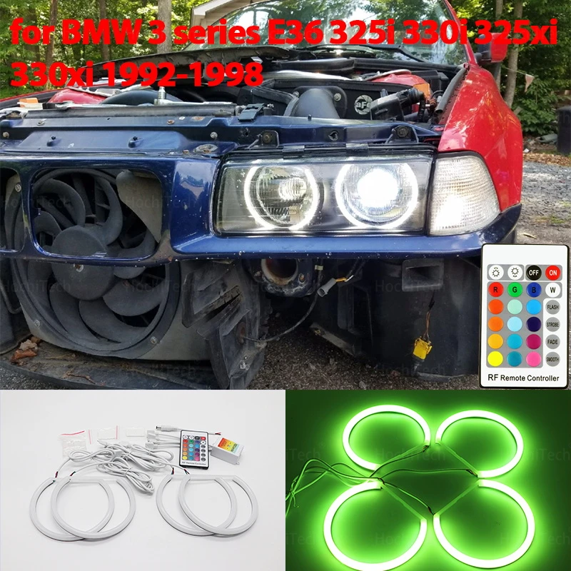 

For BMW E36 3 Series with Euro headlights 1992-1998 Car Styling Milk 16 colors RGB LED Angel Eyes Halo ring Kit
