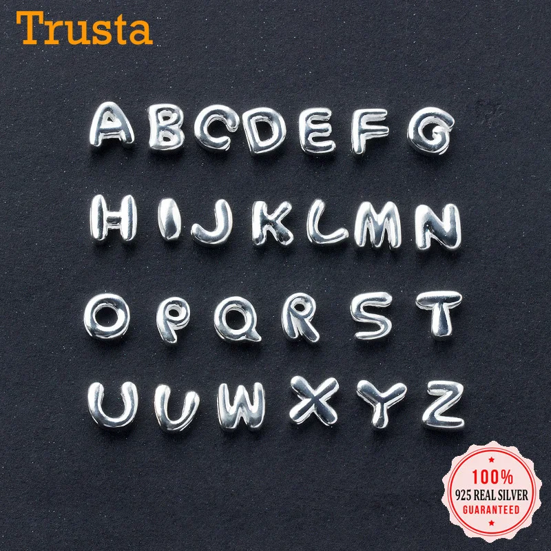 Trustdavis S925 Стерлинговое Серебро Простой 26 Английский алфавит кулон без цепочки