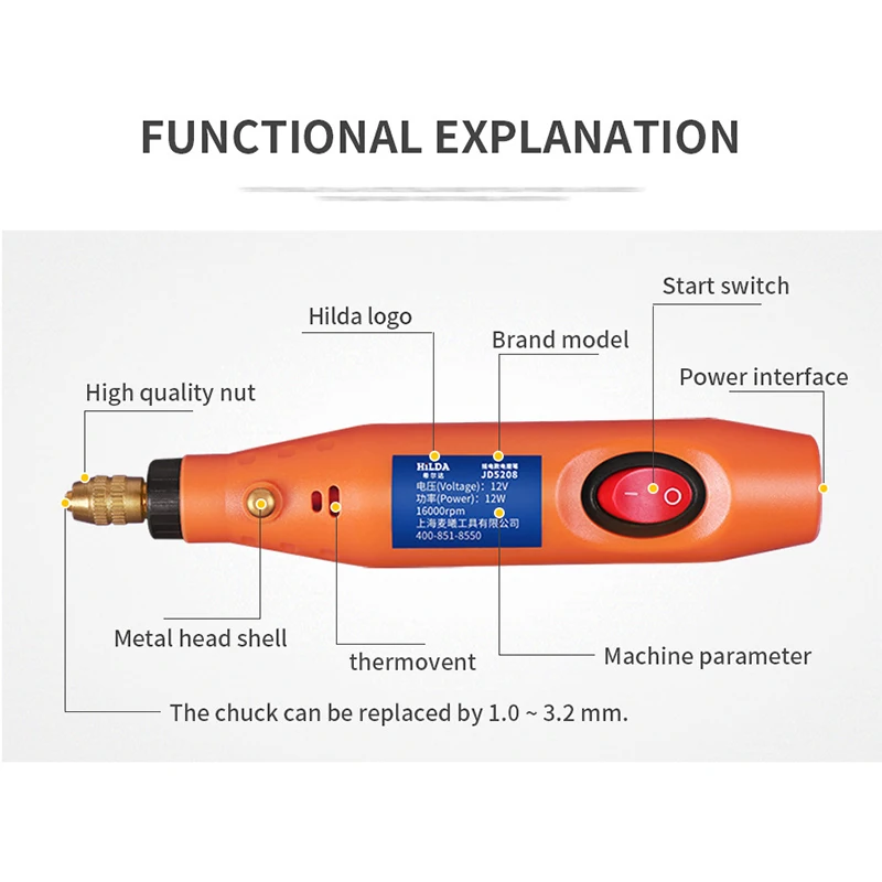 JD5208 портативная электрическая дрель Dremel шлифовальный станок гравировальная