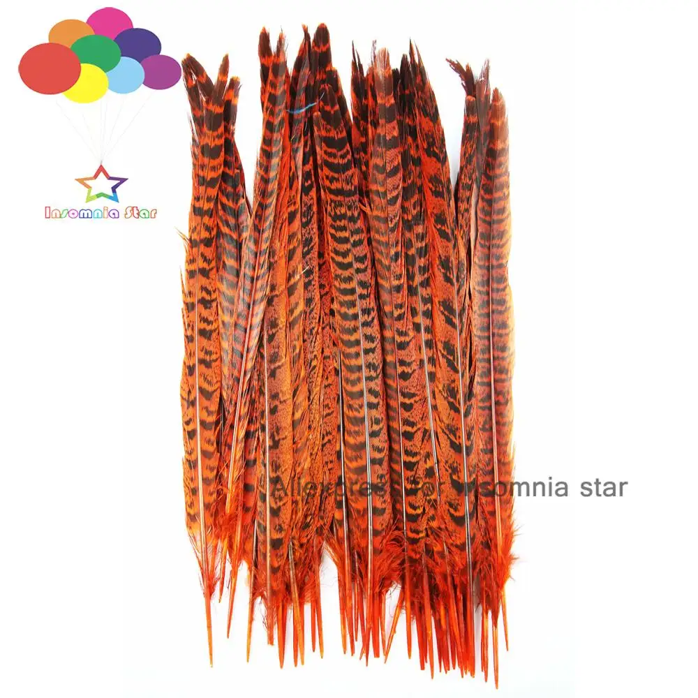 

New 100pcs 25-35CM orange Female Pheasant Tail feather Crafts Wedding Decorative DIY Plumes