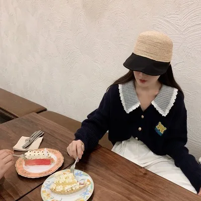 

Navy Blue Mori Girl Winter Cloths For Women Cute Sweater Letters Woman Cardigan Preppy Style Kawaii Sweaters