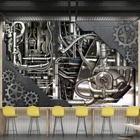 custom mural wallpaper 3d stereo metal industry gear machine wall painting restaurant bar ktv background papel de parede tapety