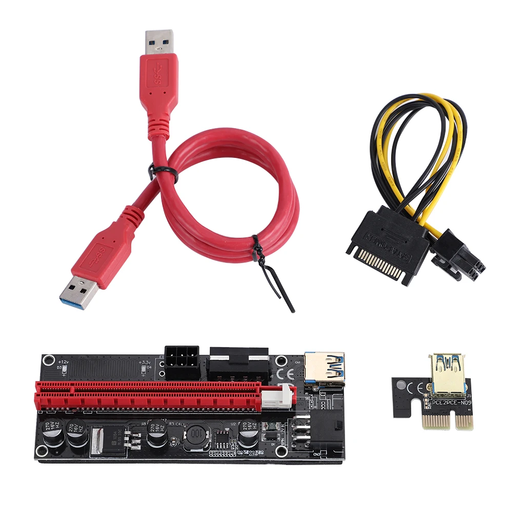 

Плата расширения PCI-E, 60 см, 1X до 16X, карта расширения GPU, адаптер PCI-E USB 3,0 GPU с 6-контактным интерфейсом