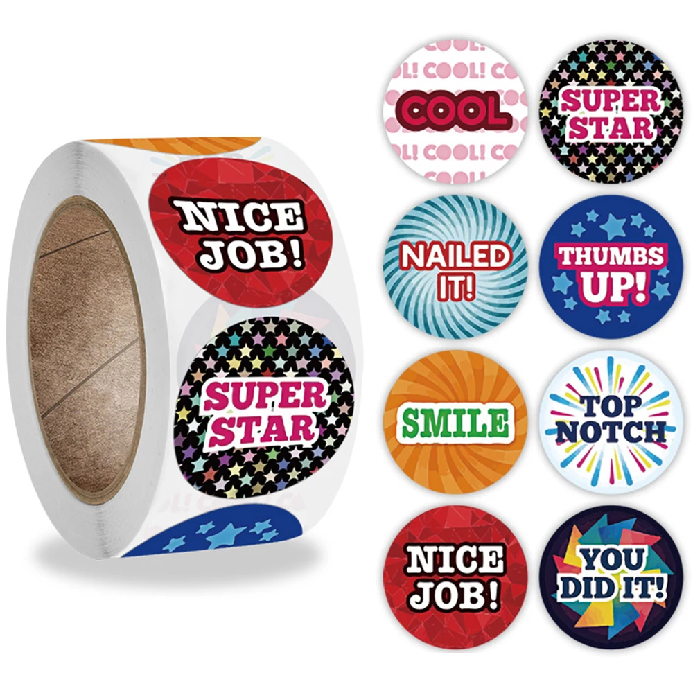 

500pcs/Roll Stickers Kids Toys Teacher Reward Words Stickers School Classroom Supplies Motivational Stickers For Children Gifts