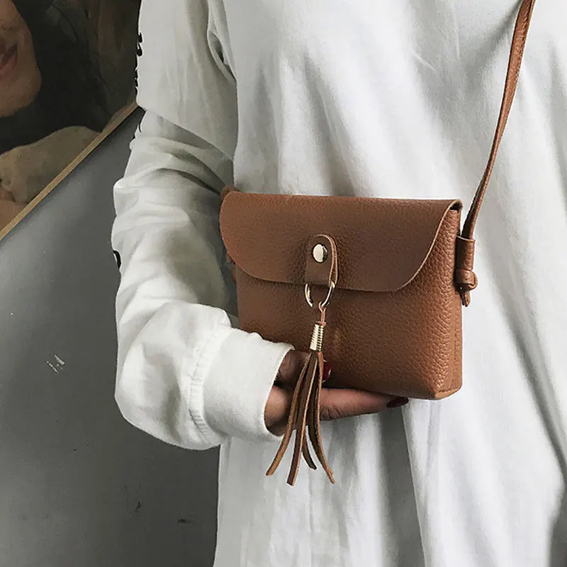 Модная женская мини-сумка с кисточками сумка через плечо для женщин кожаная