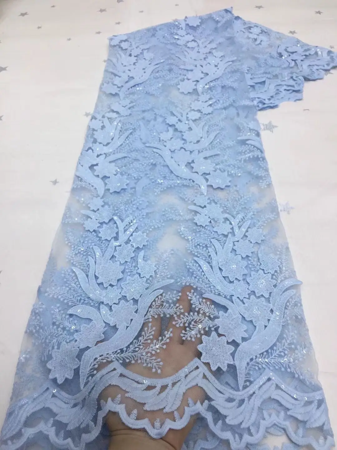 

New Design Nigerian Sequin Lace Fabric For Wedding 2021 High Quality Embroidery African sequins Fabric France Net Lace Fabric