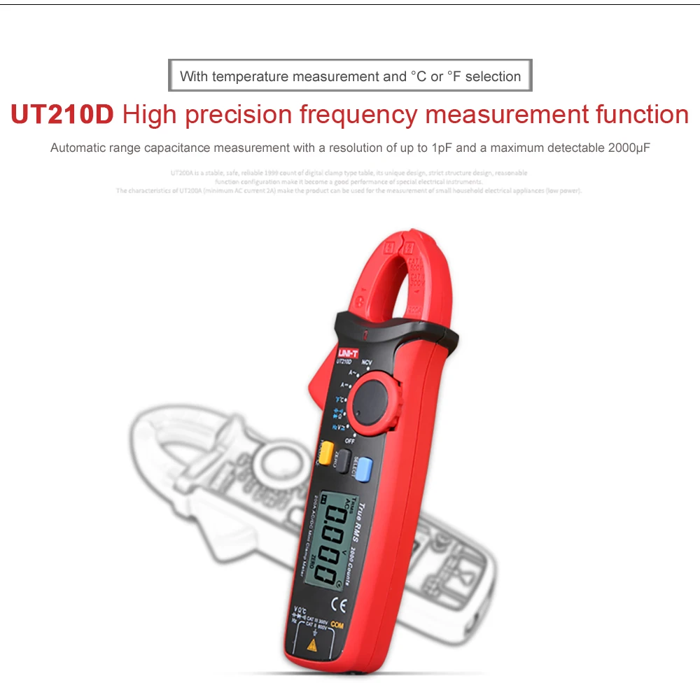 UNI-T UT210E мини-клещи True RMSDigital мультиметр AC/DC Детектор тока ручной зажим мультиметр токовые зажимы