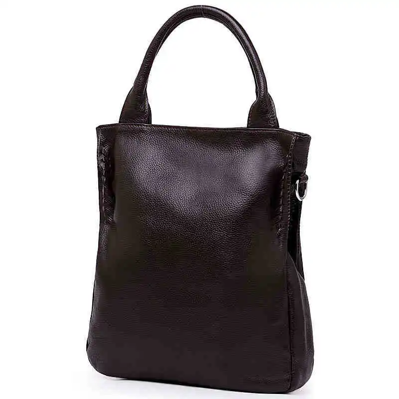 Роскошная женская кожаная сумка ведро из мягкой коровьей кожи шоппер с тканевым