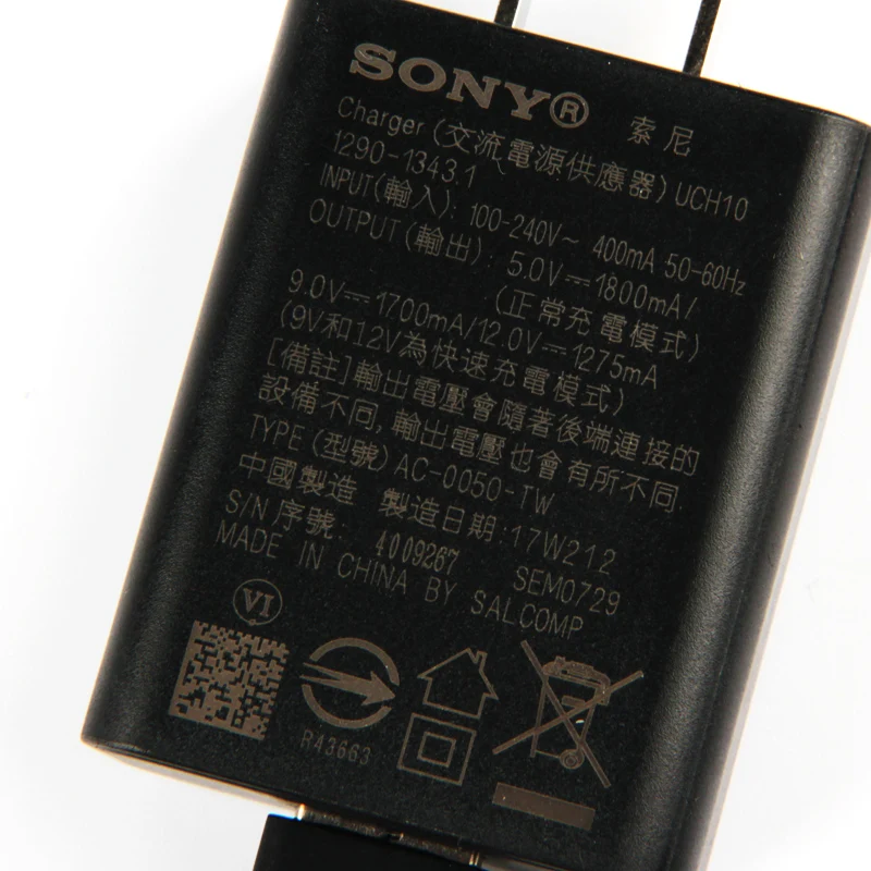 Оригинальное зарядное устройство для быстрой зарядки SONY UCH10 Xperia Z5 Premium E6883 XZ4 Compact L2