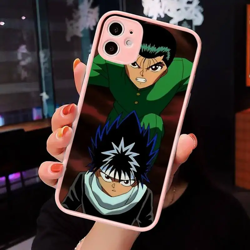 

Yu Yu Yuyu Hakusho anime Phone Case For iPhone 12 11 Mini Pro XR XS Max 7 8 Plus X Matte transparent Pink Back Cover