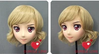 DM145 Female Sweet Girl Resin Half Head Kigurumi Mask With BJD Eyes Cosplay Japanese Anime Role Lolita Mask Crossdress Doll