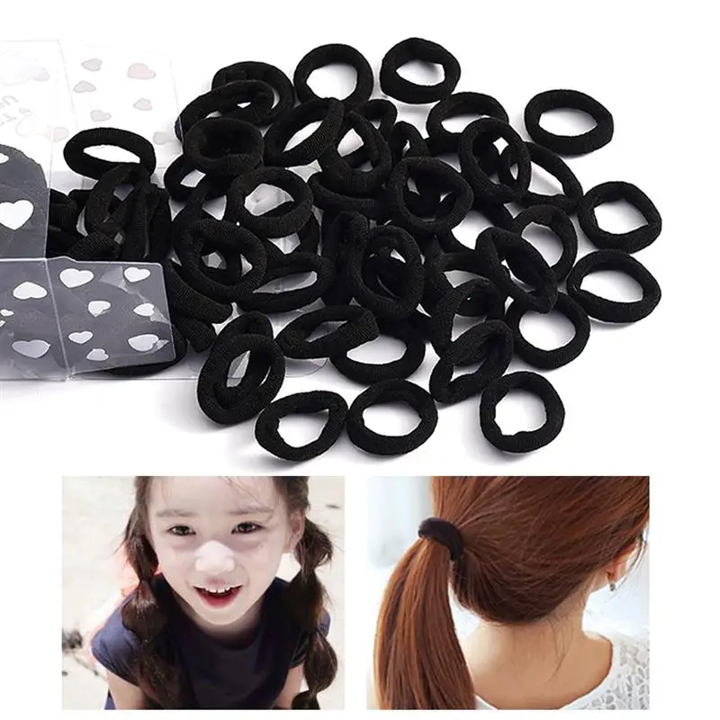 

coxeer 100pcs/Set Solid Color Hair Ties Hair Ropes Elastics Ponytail Holders Hair Accessories For Kids Women Girls