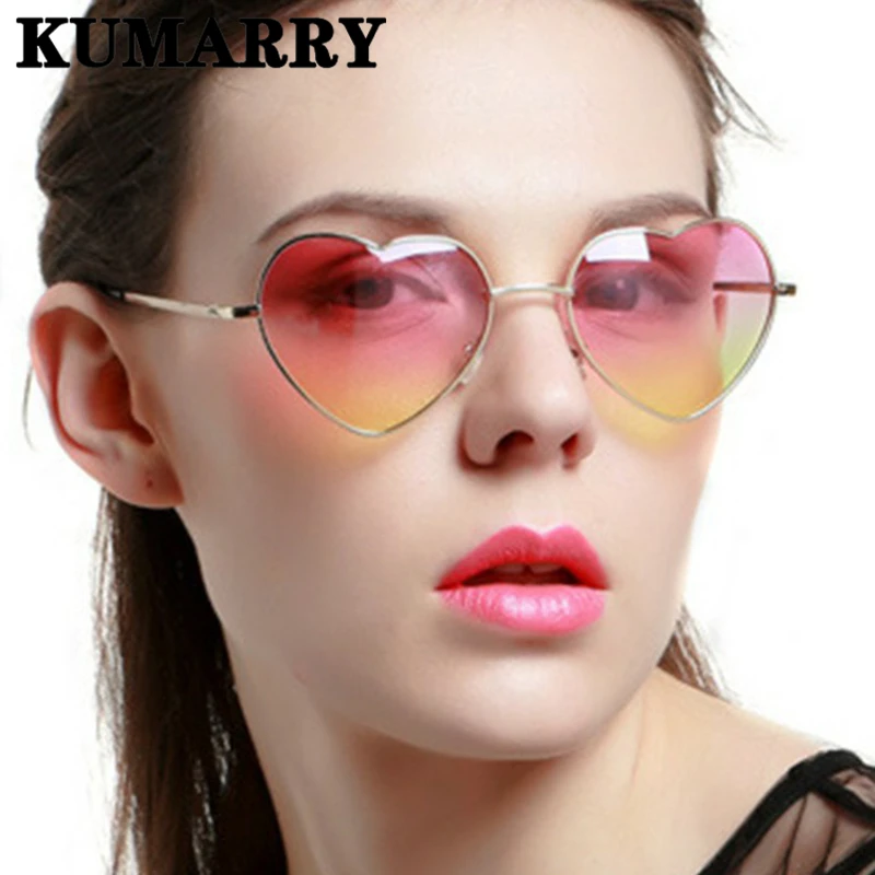 

KUMARRY NEW Fashion Heart Sunglasses Women Vintage Colorful Sun Glasses Female Outdoor Vacation lentes/gafas de sol mujer UV400