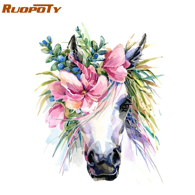 RUOPOTY цветок абстрактные картины Diy живопись по номерам стены Книги по искусству расписанную маслом на холсте Home Decor для Гостиная