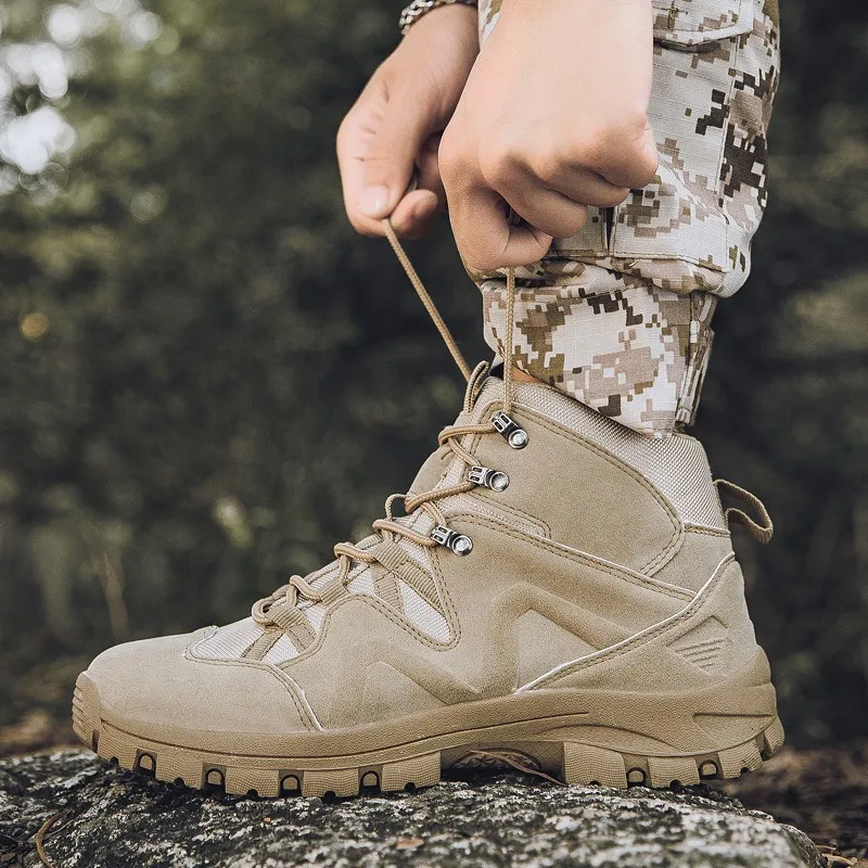 Men Tactical Boots Army Boots Military Desert Waterproof Work Safety Shoes Climbing Hiking Sport Shoes Ankle Men's Outdoor Boots