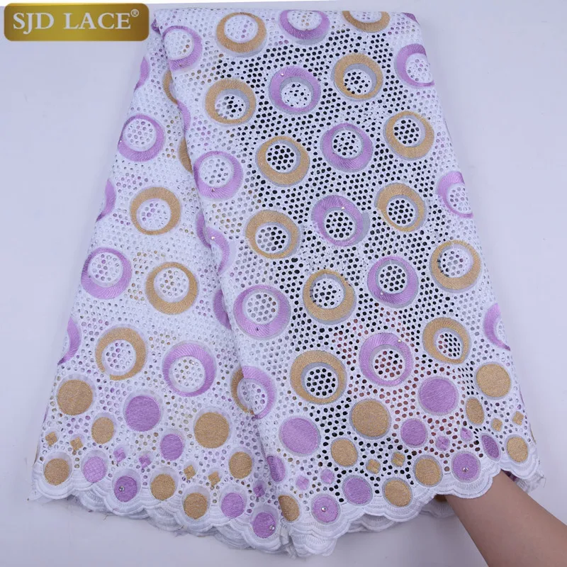100% хлопок Дубай Африканский стиль кружевной ткани с камнями для свадебных