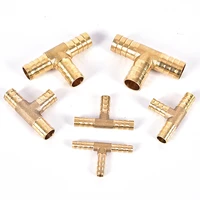 1pcs 6mm 8mm 10mm 12mm t shape 3 way hose tube brass tee barb hose fittings barb copper barbed coupling