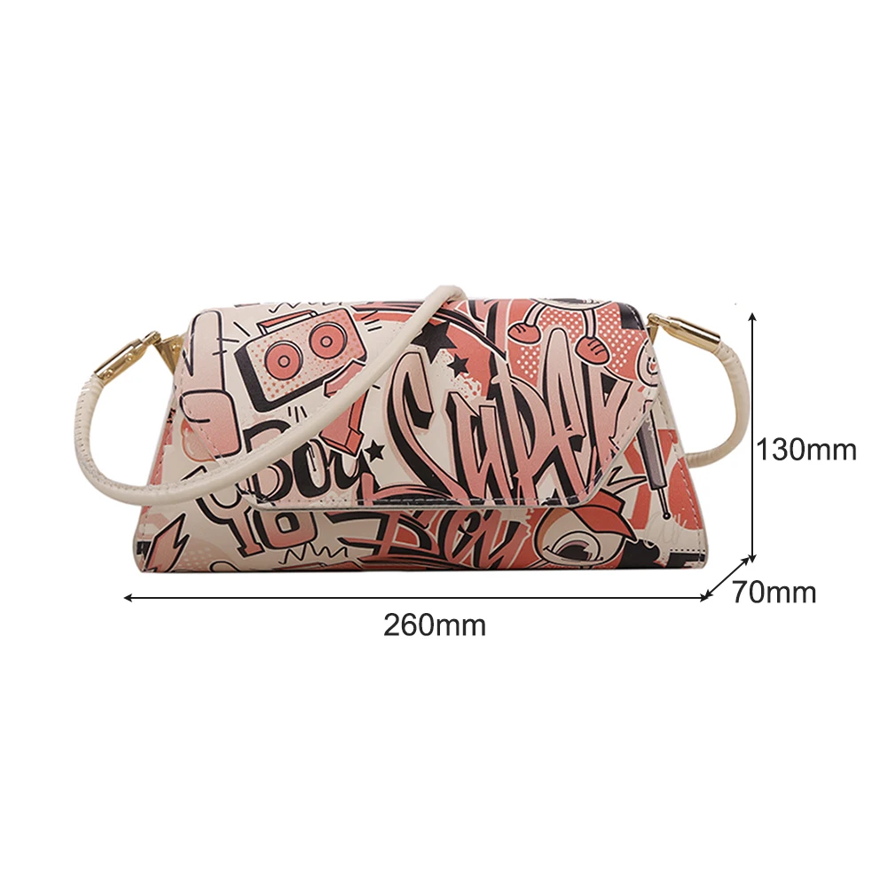 

Casual Women Cartoon Printing Shoulder Bags Casual All-matchVintage Ladies Small Handbags Flap Purse Girl Daily Underarm Bags