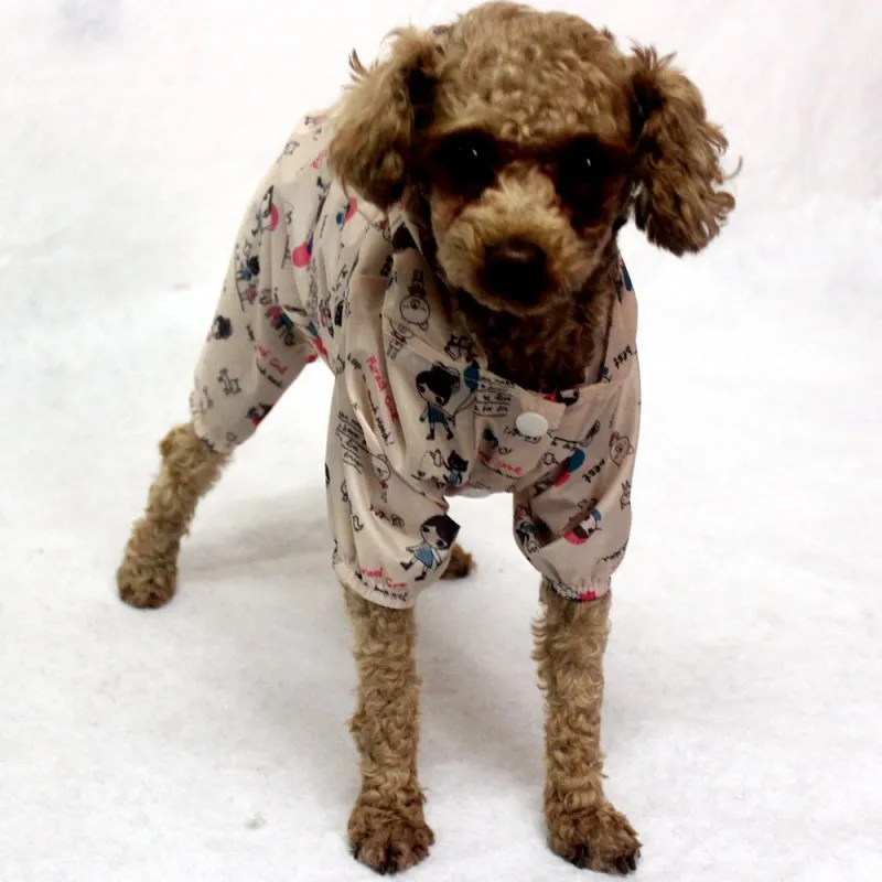 Pet Raincoat Dog Clothes Sof Light Waterproof for Small with hood | Дом и сад