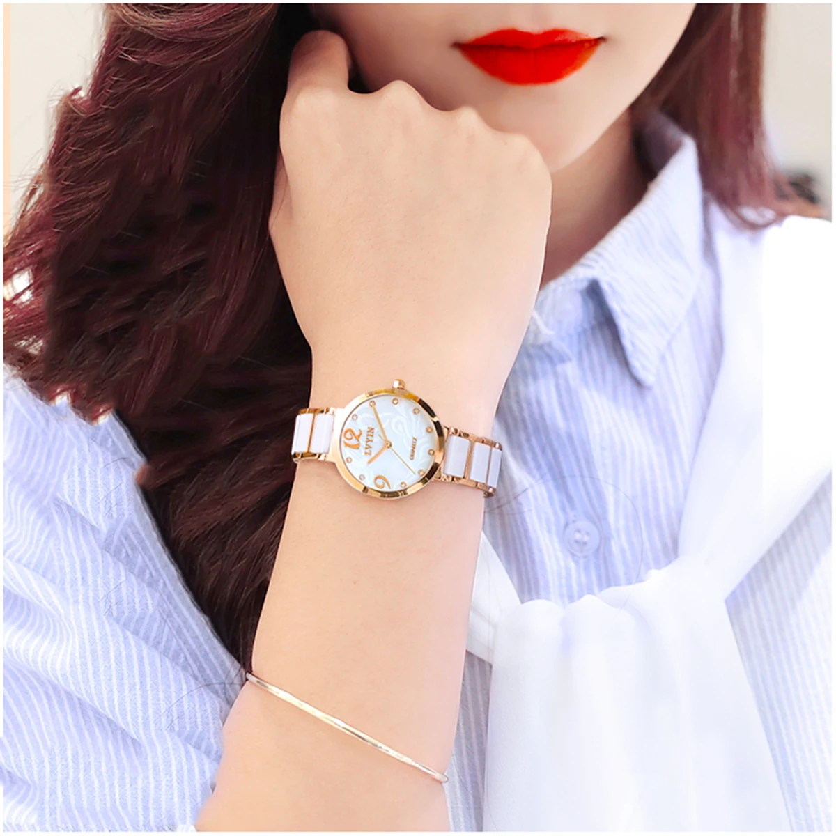 Women's Watches Ceramic Casual Waterproof Quartz Watch Simple Diamond Romantic Wristwatch Elegant Gold Wristwatches Gift enlarge