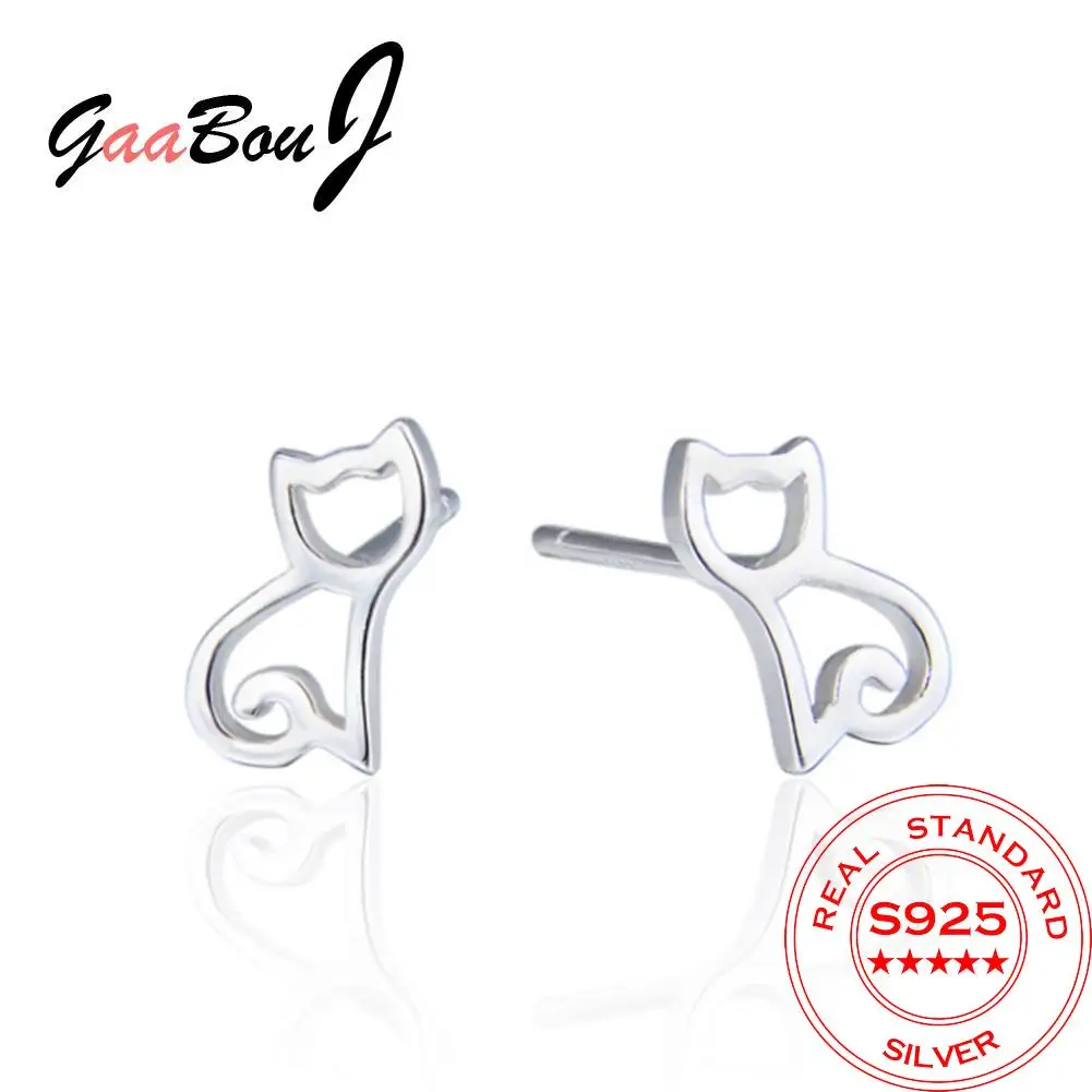 

GaaBou High Quality Hypoallergenic Cute Cat Stud Earrings 925 Fashion Earring Animal Jewelry Gift For Women Girls