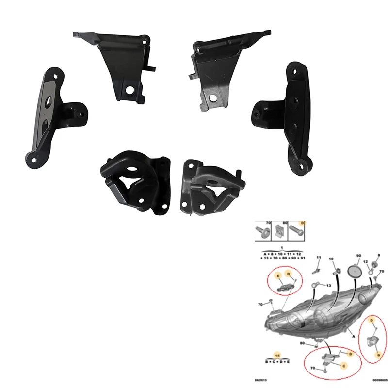 

For Peugeot 308 MK1 408 MK1 Left Right Headlight Housing Head Light Bracket Repair Kit 6212.E3 6212.E4 Car Accessories