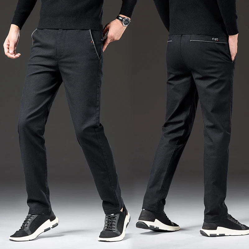 

NIGRITY 2020 New Spring Men's Fashion Business Casual long Pants male Elastic Straight formal Trousers plus big Size 28-Size 44