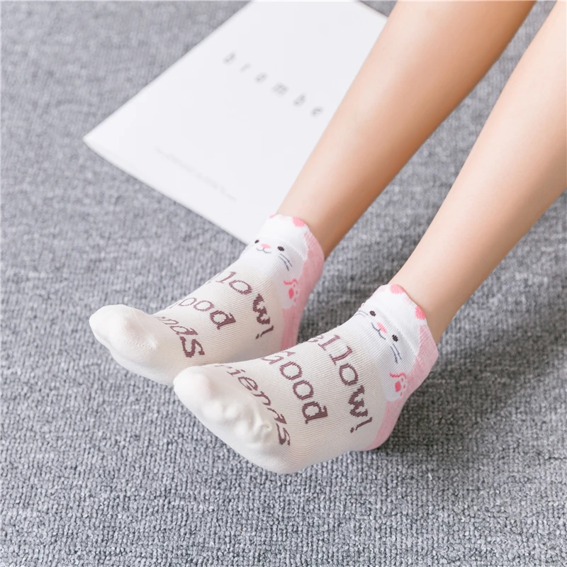 Носки до щиколотки с изображением животных из мультфильма Hellow Good Friends милые носки