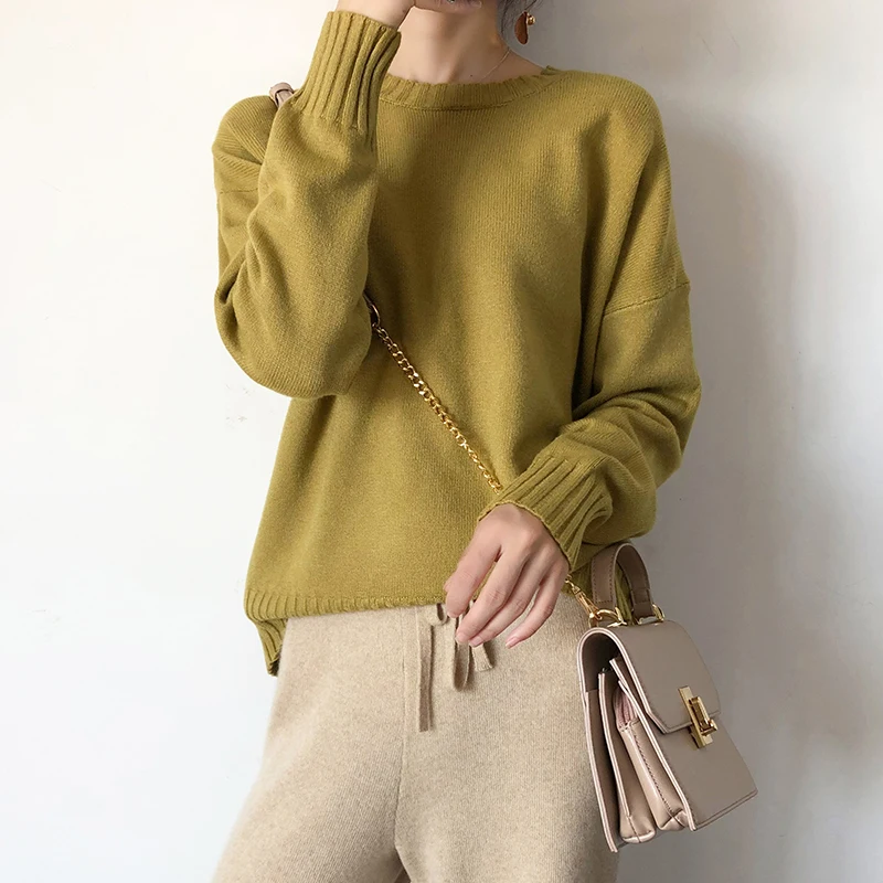 Новинка 2021 осенний и зимний свитер Женский пуловер с круглым вырезом вязаный