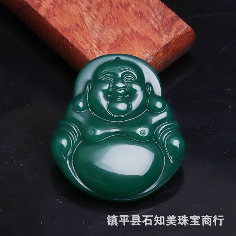 Natural Agate Chalcedony Big Belly Buddha Pendant Necklace Charm Jewellery Fashion Hand-Carved Woman Luck Amulet Sweater Chain | Украшения