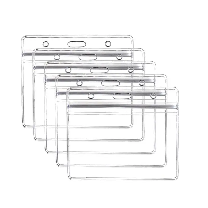 

10pcs Badge Holder Transparent Waterproof Horizontal Card Holder for Office School