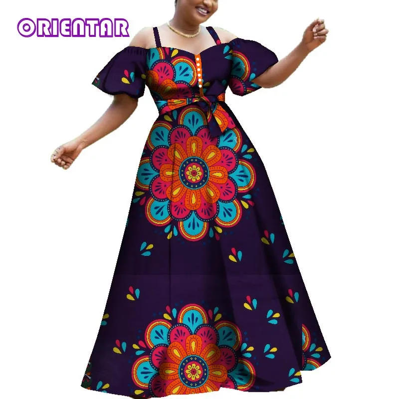 ORIENTAR Женская обувь в африканском стиле Модные платья с открытыми плечами буфами