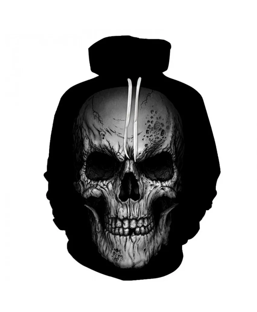 

KISSQIQI Men Sweatshirt Hoodie 3D Printed Skulls Men's Tracksuits Casual Fashion Trend Men's Hoodie Maximum Size S-5XL