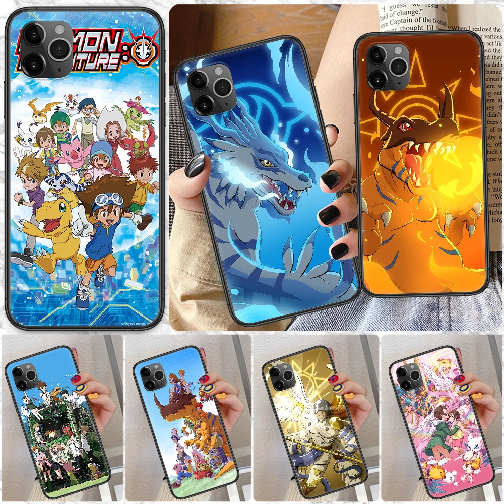 Чехол для телефона Digimon Adventure Anime для iPhone SE 2020 6 6S 7 8 11 12 13 Mini Plus X XS XR Pro Max, черный, водонепроницаемый, с 3D-изображением на задней стороне.