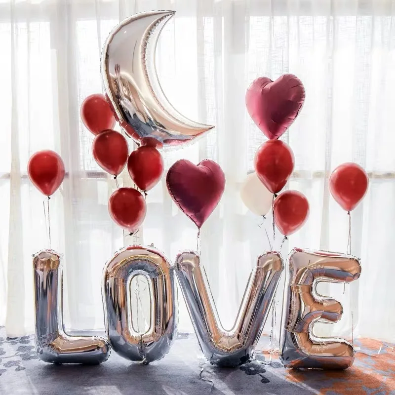 

32 inch love balloon proposal wedding anniversary Valentine's Day wedding party decoration aluminum film balloon wholesale